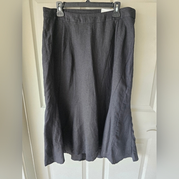 Catherines Skirt Womens 0X Black Linen Blend A- line Flare New - Picture 2 of 11